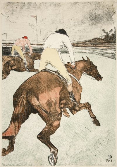 The Jockey Race Horses, pubi. 1899 (väri litho) tekijältä Henri de Toulouse Lautrec