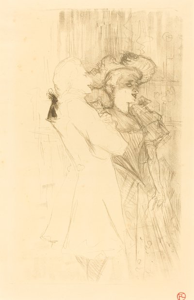 Lender ja Auguez elokuvassa "La chanson de fortunio" (Lender ja Auguez elokuvassa "La chanson de fortunio") tekijältä Henri de Toulouse Lautrec