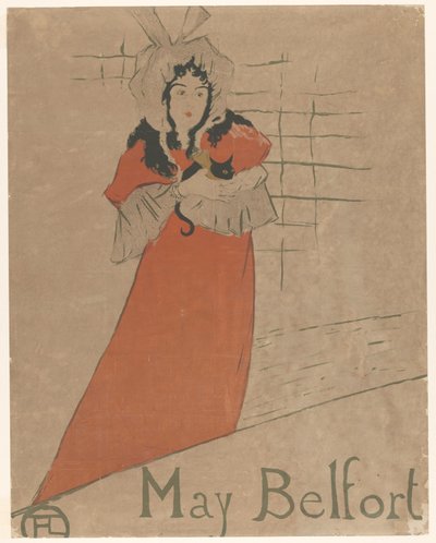 May Belfort kissa sylissään May Belfort (otsikko esineessä) tekijältä Henri de Toulouse Lautrec