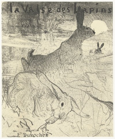 Kansi nuotille laululla La Valse des Lapins kanien kanssa maisemassa La Valse des lapins (otsikko esineessä) tekijältä Henri de Toulouse Lautrec