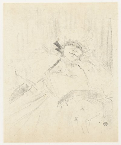 Portret van Yvette Guilbert nojatuolissa op toneel Yvette Guilbert (vanha kappale) Yvette Guilbert: Englantilainen sarja (sarjan nimi) tekijältä Henri de Toulouse Lautrec