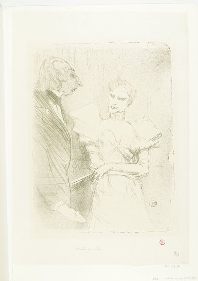 Portret van näyttelijä Marthe Brandès näyttelijä Louis-Pierre Leloirina elokuvassa Les Cabotins Brandès ja Leloir Cabotinsissa tekijältä Henri de Toulouse Lautrec