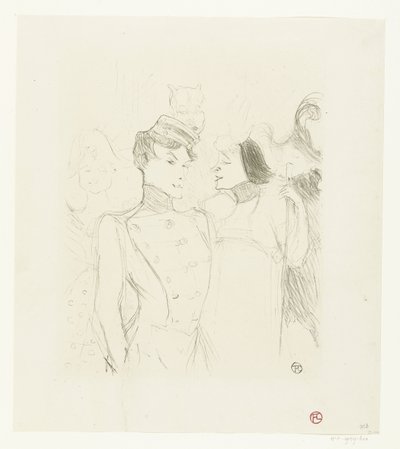 Näyttelijöiden Marcelle Lenderin ja Eve Lavallièren muotokuva een revue in het Théâtre des Variétés Lainaaja ja Lavalliere tekijältä Henri de Toulouse Lautrec