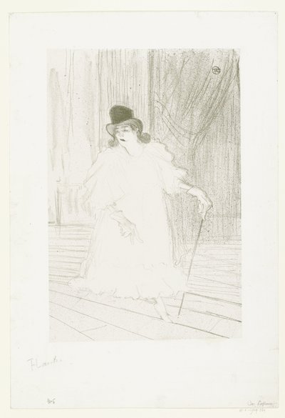 Laulaja Cecy Loftuksen muotokuva lavalla teatterissa Cecy Loftus tekijältä Henri de Toulouse Lautrec