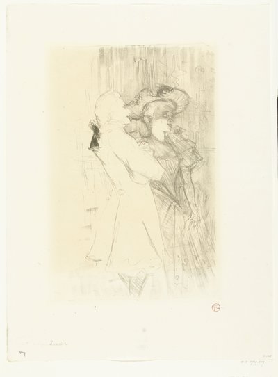 Muotokuva laulaja Marcelle Lenderistä ja laulaja Numa Auguezista operetissa La Chanson de Fortunio Lender et Aguez tekijältä Henri de Toulouse Lautrec