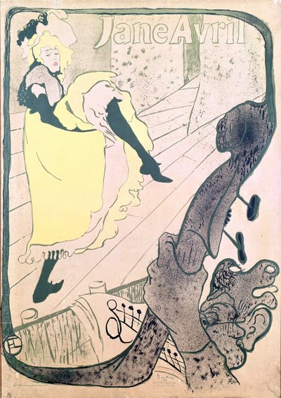 Jane Avrilia (1868-1943) mainostava juliste Jardin de Parisissa, 1893 (värilitho) tekijältä Henri de Toulouse Lautrec