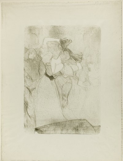 Takanäkymä Lenderistä, joka tanssii Boleroa Chilpéricissä tekijältä Henri de Toulouse Lautrec