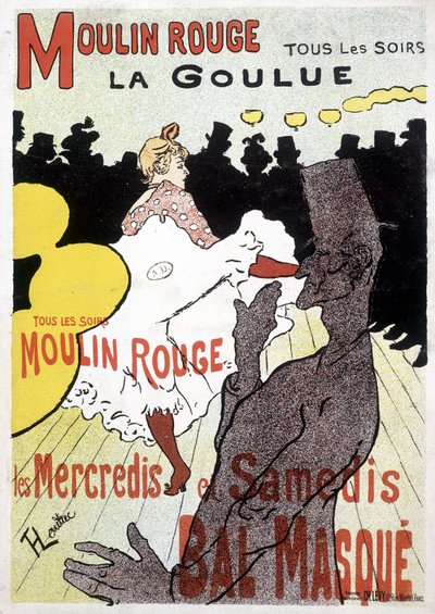 Toulouse Lautrec -juliste Moulin Rougelle ja La Gouluelle tekijältä Henri de Toulouse Lautrec