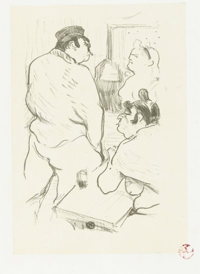 Kaksi naista ja miestä bordellissa La Terror de Grenelle tekijältä Henri de Toulouse Lautrec