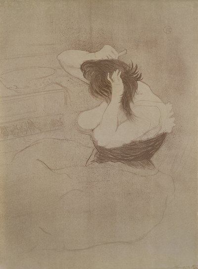 Nainen kampaava hiuksiaan elokuvasta Elles, 1896 tekijältä Henri de Toulouse Lautrec
