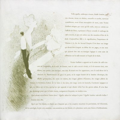 Yvette Guilbert-French-sarja: nro 2, 1894. tekijältä Henri de Toulouse Lautrec