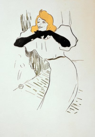 Yvette Guilbert tanssii Lingerin pidempään vessassa tekijältä Henri de Toulouse Lautrec