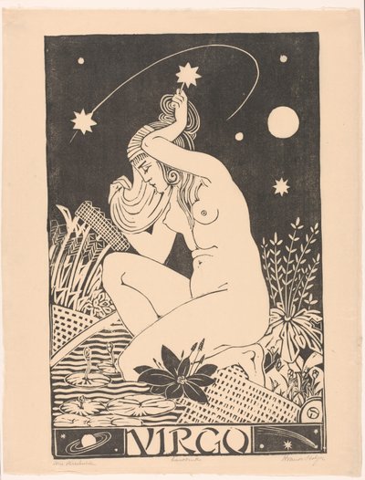 Horoskooppimerkki Neitsyt Neitsyt (otsikko esineessä) tekijältä Henri van der Stok (signed by artist)