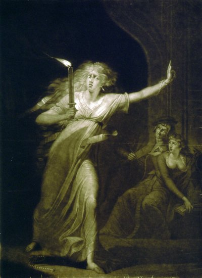 Lady Macbeth, näytös, 5 kohtaus Yksi, miksi sitten on aika olla tekemättä. maalattu H. Fuselin mukaan tekijältä Henry (1741 1825) (after) Fuseli