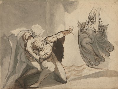 The Vision of Orestes (tussi ja tussi, grafiitti ja pesu paperille) tekijältä Henry (1741 1825) Fuseli