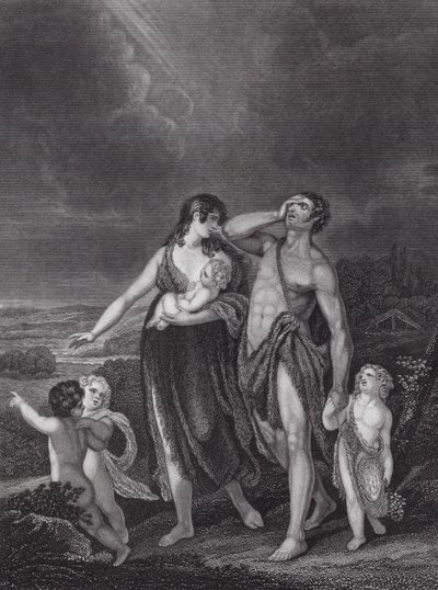Kainin lähtö, 1. Mooseksen kirja, 4. luku, v. 16 (kaiverrus) (kaiverrus) tekijältä Henry (after) Singleton