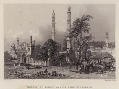 Abdul Rahim Khanin moskeija, Burhanpur (väri litho) tekijältä Henry (after) Warren