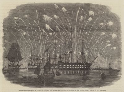 Rauhanmuistotilaisuus Plymouthissa, raketit ja laivaston yleinen valaistus Soundissa tekijältä Henry A. Luscombe