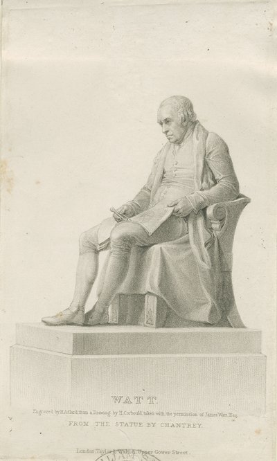 Handsworth – James Wattin muistomerkki: pistekaiverrus ja [?1800-luku] (painettu) tekijältä Henry Adlard