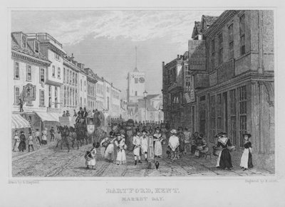 Markkinapäivä, Dartford, Kent (kaiverrus) tekijältä Henry Adlard