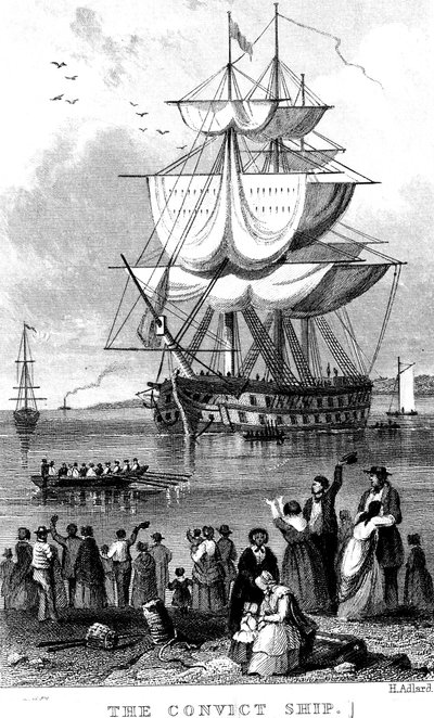 The Convict Ship, c1820. tekijältä Henry Adlard
