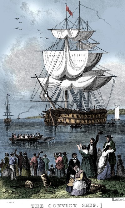 The Convict Ship, c1820. tekijältä Henry Adlard