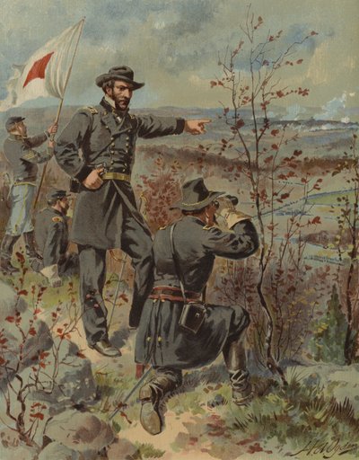 Kenraali Sherman Kenesaw Mountainilla, Georgiassa, Amerikan sisällissota, 4. lokakuuta 1864 (chromolitho) tekijältä Henry Alexander (after) Ogden