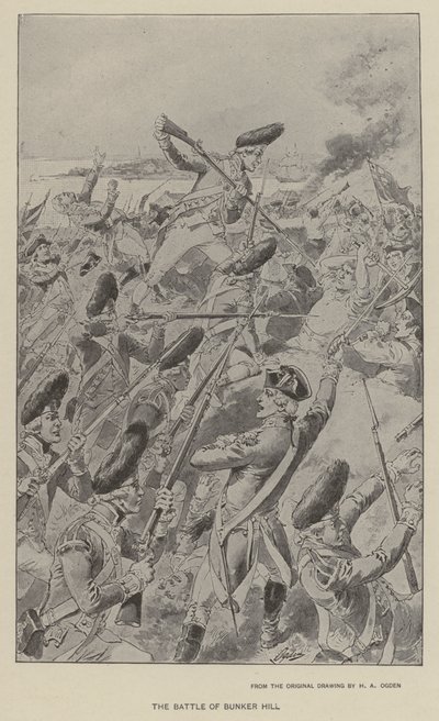 Bunker Hillin taistelu (litho) tekijältä Henry Alexander (after) Ogden