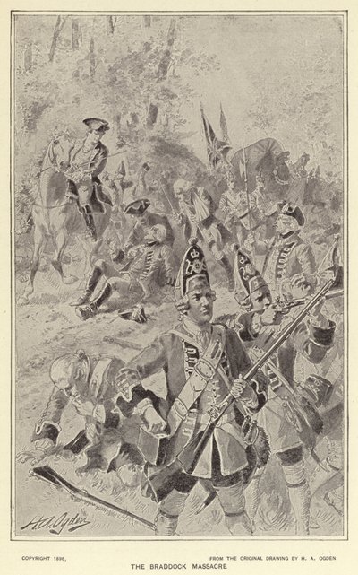 Braddockin verilöyly (litho) tekijältä Henry Alexander (after) Ogden