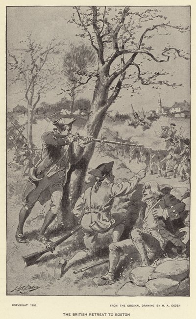 British Retreat to Boston (litho) tekijältä Henry Alexander (after) Ogden