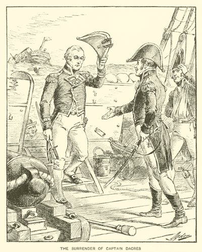 Kapteeni Dacresin antautuminen (litho) tekijältä Henry Alexander (after) Ogden