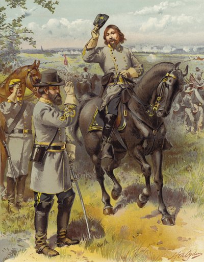 Kenraali Pickett ottaa latauksen käskyn kenraali Longstreetiltä, Gettysburgista; 3 päivänä heinäkuuta 1863 tekijältä Henry Alexander Ogden