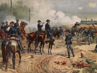 Atlantan piiritys, 28. heinäkuuta - 2. syyskuuta 1864 (väri litho) tekijältä Henry Alexander Ogden