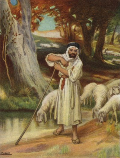Paimen ja hänen laumansa Baniasissa (väri litho) tekijältä Henry Andrew Harper