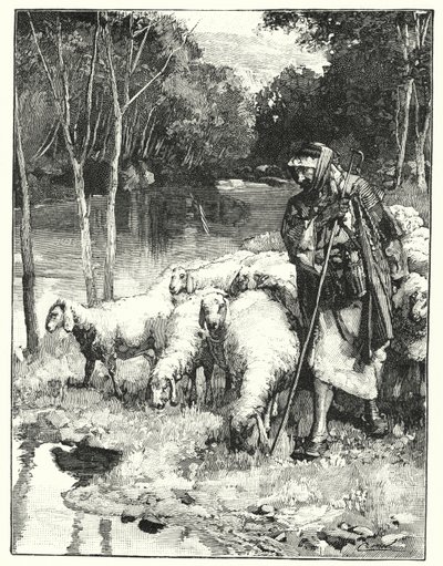 Paimen ja hänen laumansa Anti-Libanonissa (litho) tekijältä Henry Andrew Harper