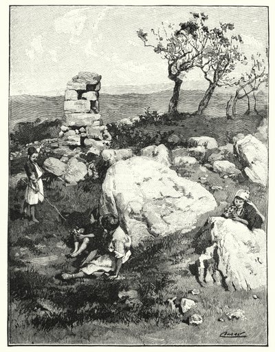 Muinainen maamerkki Libanonissa (litho) tekijältä Henry Andrew Harper