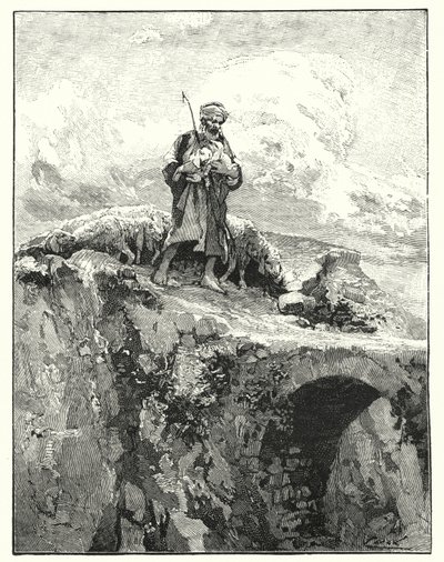 Silta ilman kaiteita Jordanin yli (litho) tekijältä Henry Andrew Harper