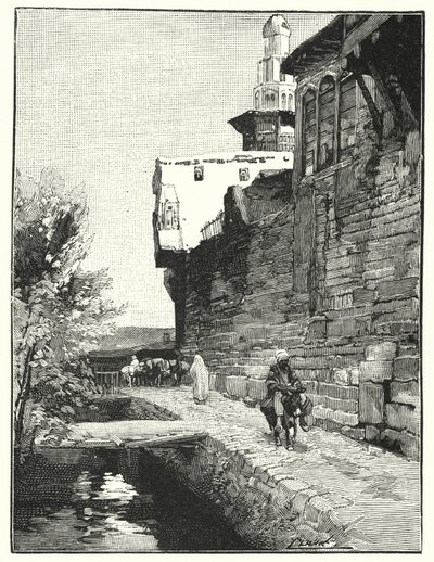 Damaskoksen kaupunginmuuri (litho) tekijältä Henry Andrew Harper