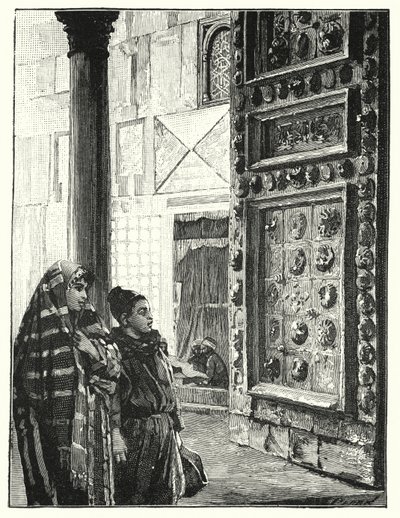 Damaskoksen suuren moskeijan metalliovi (litho) tekijältä Henry Andrew Harper