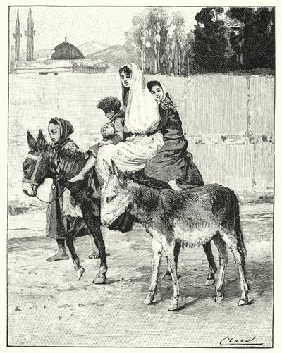 Useita ihmisiä ratsastamassa perseellä (litho) tekijältä Henry Andrew Harper