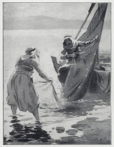 Pesuverkot Galileanmerellä (litho) tekijältä Henry Andrew Harper