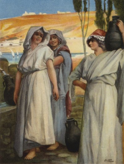 Naiset ottavat vettä kaivosta (väri litho) tekijältä Henry Andrew Harper