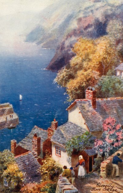 Rose Cottage, Clovelly (värilitro) tekijältä Henry B. (after) Wimbush