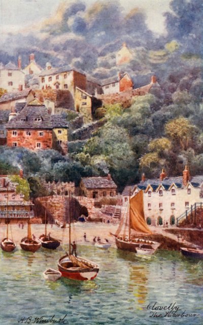 The Harbour, Clovelly (värilitro) tekijältä Henry B. (after) Wimbush