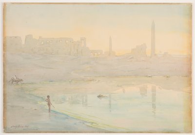 Pyhä järvi, Karnak, 1905 (wc kynällä paperilla) tekijältä Henry Bacon