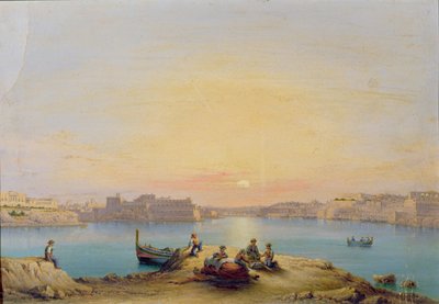 Vallettan satama auringonlaskun aikaan tekijältä Henry Charles Ferro