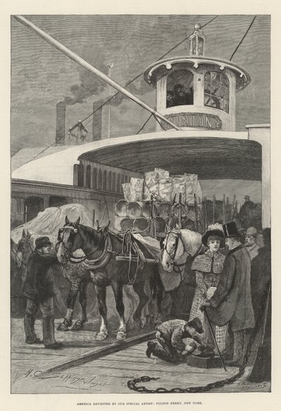 Special Artist, Fulton Ferry, New York, vieraili Amerikassa tekijältä Henry Charles Seppings Wright
