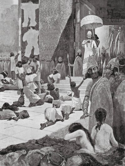 Ashur-nasir-pal ja hänen sotavankinsa (litografia) tekijältä Henry Charles Seppings Wright