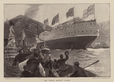 HMS Royal Arthur vesillä (kaiverrus) (kaiverrus) tekijältä Henry Charles Seppings Wright