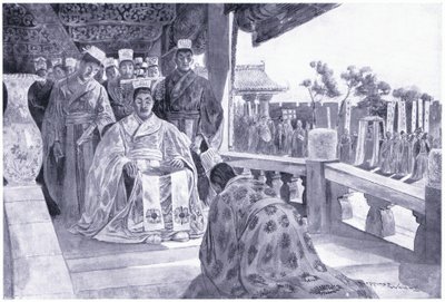 Han Yu esittelee muistomerkkiään tekijältä Henry Charles Seppings Wright